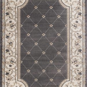 8' x 10' Grey or Ivory Diamond Floral Bordered Indoor Area Rug