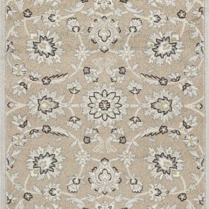 7' x 11' Beige or Grey Floral Vines UV Treated Indoor Area Rug