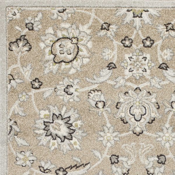7' x 11' Beige or Grey Floral Vines UV Treated Indoor Area Rug - Image 3