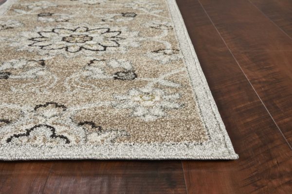 7' x 11' Beige or Grey Floral Vines UV Treated Indoor Area Rug - Image 4