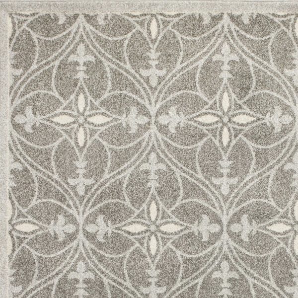 7' x 11' Grey Geometric Trellis UV Treated Indoor Area Rug - Image 3