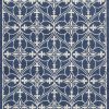 8'x11' Denim Blue Machine Woven UV Treated Ogee Indoor Outdoor Area Rug