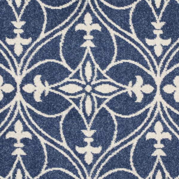 8'x11' Denim Blue Machine Woven UV Treated Ogee Indoor Outdoor Area Rug - Image 3