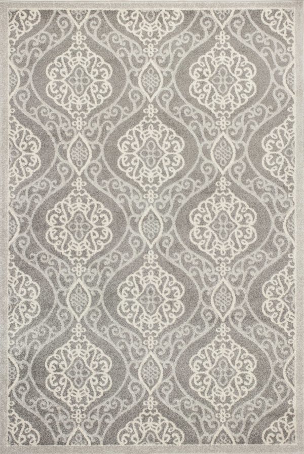 7' x 11' Silver Geometric Mosaic UV Treated Indoor Area Rug