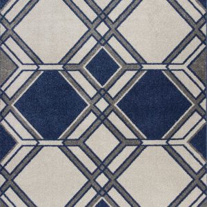 7' x 11' Ivory or Denim Geometric Hexagon UV Treated Indoor Area Rug