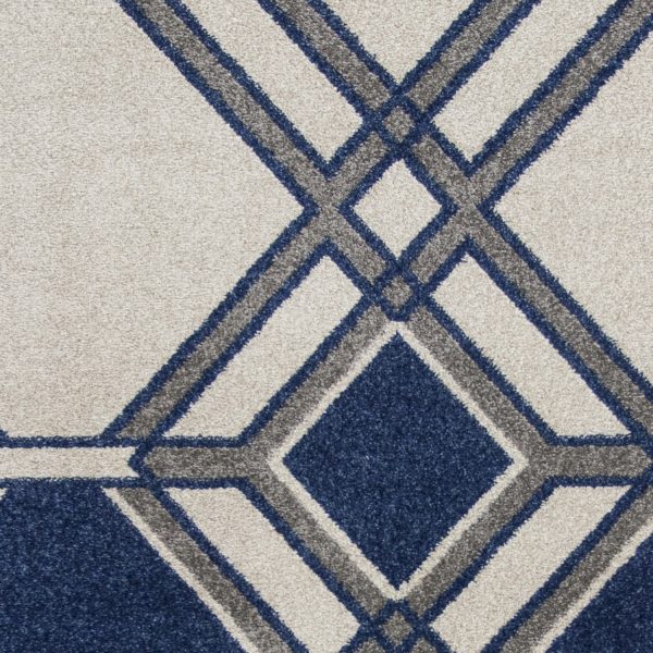7' x 11' Ivory or Denim Geometric Hexagon UV Treated Indoor Area Rug - Image 2