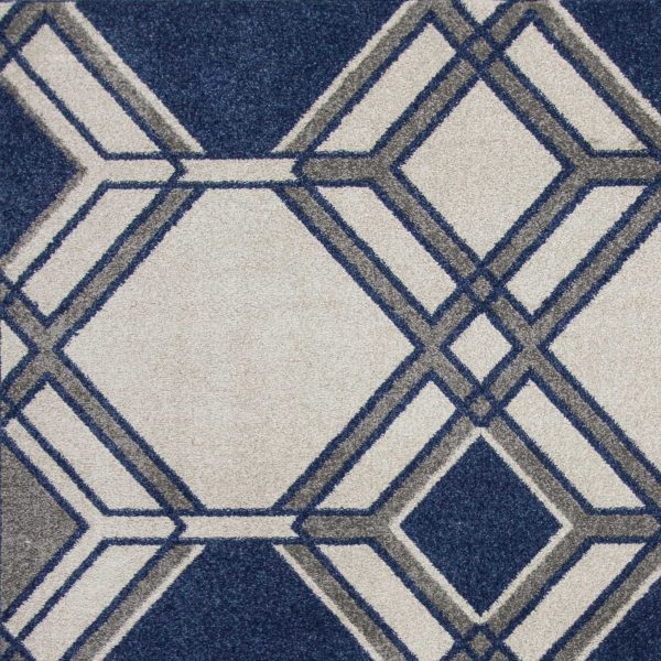 7' x 11' Ivory or Denim Geometric Hexagon UV Treated Indoor Area Rug - Image 3