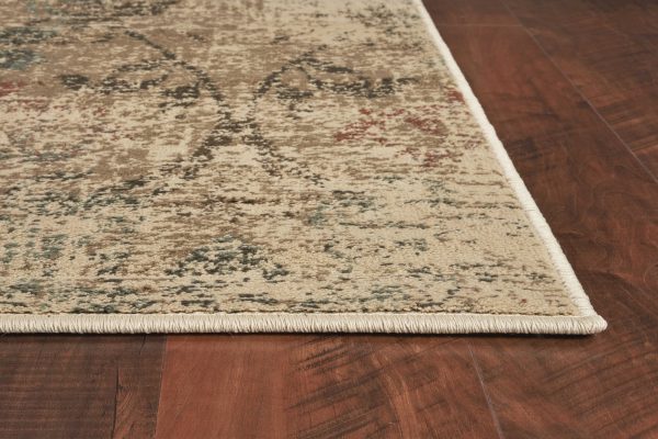 8'x11' Champagne Beige Machine Woven Damask Indoor Area Rug - Image 4