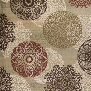 8' x 11' Sage Vintage Circular Patterns Indoor Area Rug