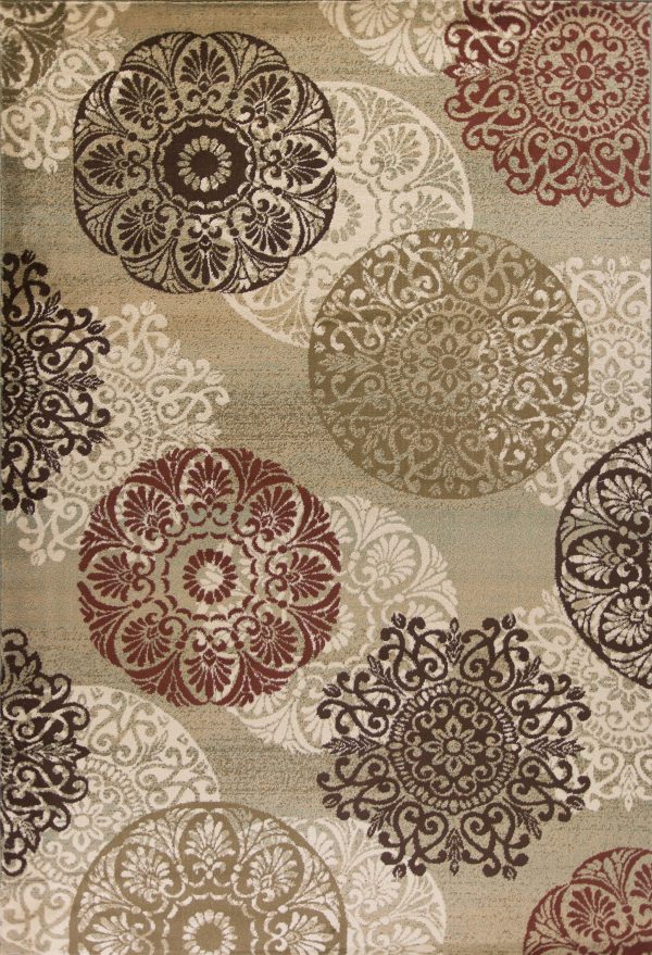 8' x 11' Sage Vintage Circular Patterns Indoor Area Rug