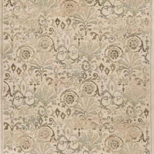 8'x11' Ivory Machine Woven Floral Traditional Indoor Area Rug