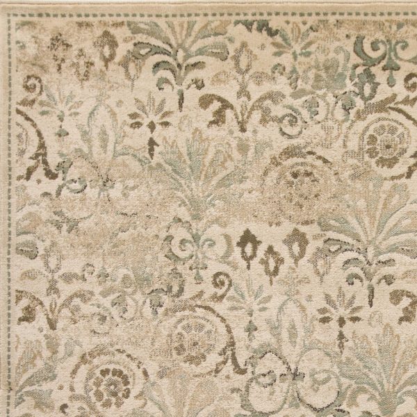 8'x11' Ivory Machine Woven Floral Traditional Indoor Area Rug - Image 3