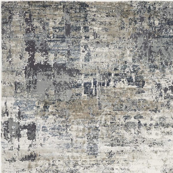 5'x8' Ivory Teal Machine Woven Abstract Splatter Indoor Area Rug - Image 2