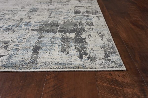 5'x8' Ivory Teal Machine Woven Abstract Splatter Indoor Area Rug - Image 3