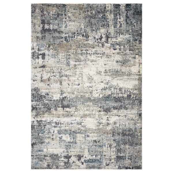 5'x8' Ivory Teal Machine Woven Abstract Splatter Indoor Area Rug - Image 4
