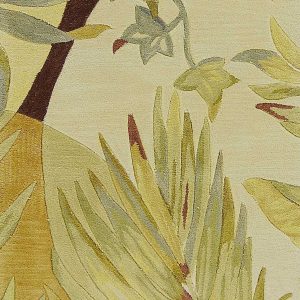 10' Coral Ivory Hand Tufted Tropical Plants Indoor Runner Rug