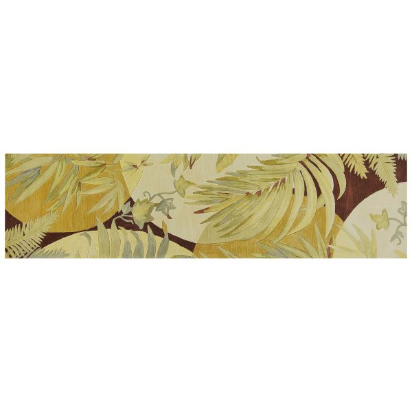 10' Coral Ivory Hand Tufted Tropical Plants Indoor Runner Rug - Image 2