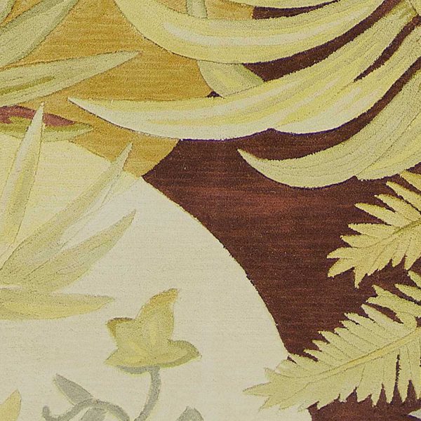 10' Coral Ivory Hand Tufted Tropical Plants Indoor Runner Rug - Image 3