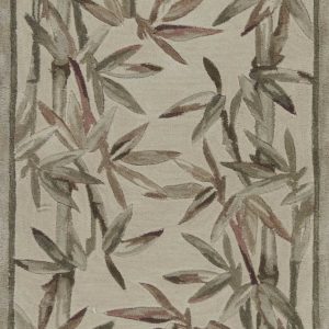 2' x 10' Ivory Bamboo Leaves Wool Indoor Runner Rug