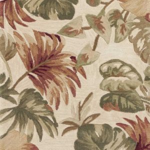 2' x 10' Beige Palm Leaves Wool Indoor Runner Rug