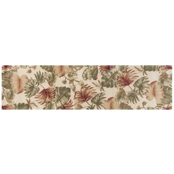 2' x 10' Beige Palm Leaves Wool Indoor Runner Rug - Image 2