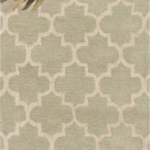 2' x 10' Sage Tropical Leaves Mosaic Wool Indoor Runner Rug