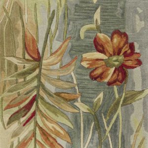 10' Green Blue Hand Tufted Tropical Plants Indoor Runner Rug