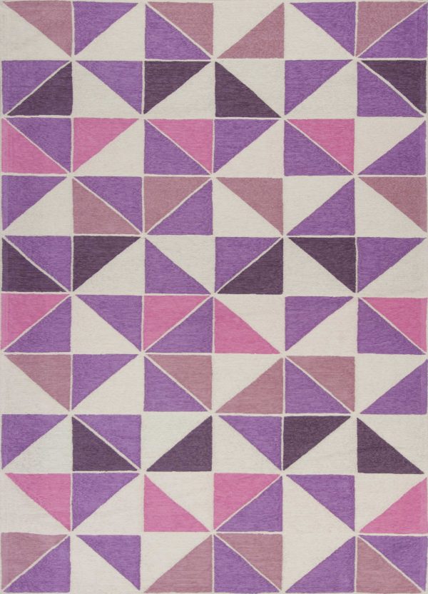 6'7 x 9'6 Polyester Ivory Pink Area Rug