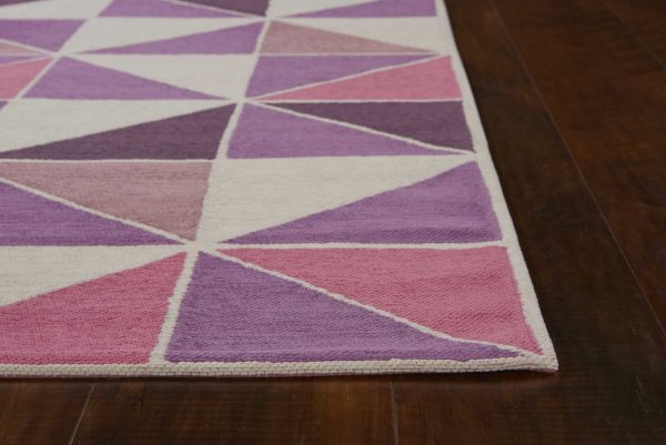 6'7 x 9'6 Polyester Ivory Pink Area Rug - Image 2