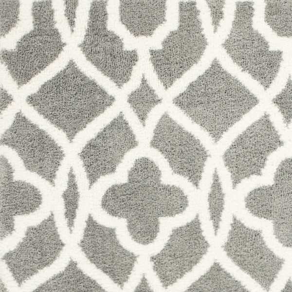 5'x8' Grey Ivory Machine Woven Ogee Indoor Area Rug - Image 3