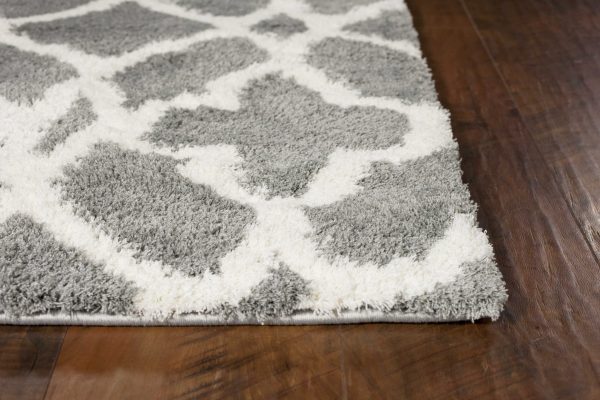5'x8' Grey Ivory Machine Woven Ogee Indoor Area Rug - Image 4
