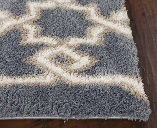 5' x 8' Slate Blue Geometric Pattern Microfiber Indoor Area Rug - Image 4