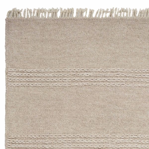5' x 8' Natural Plain Wool Indoor Area Rug with Fringe - Image 3