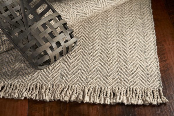 5'x8' Oatmeal Beige Hand Woven Houndstooth Indoor Area Rug - Image 4