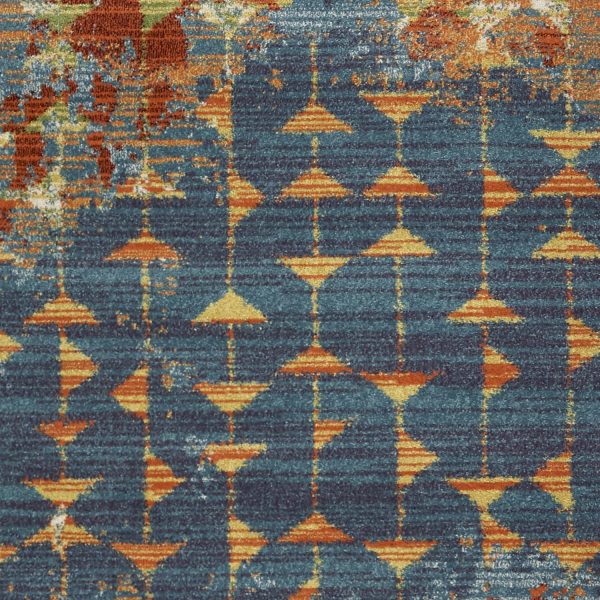 7'x10' Blue Coral Machine Woven Abstract Triangular Strings Indoor Area Rug - Image 2