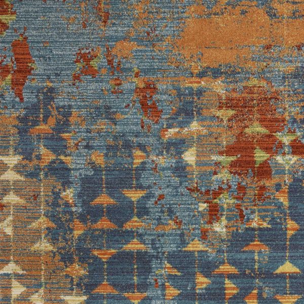 7'x10' Blue Coral Machine Woven Abstract Triangular Strings Indoor Area Rug - Image 3