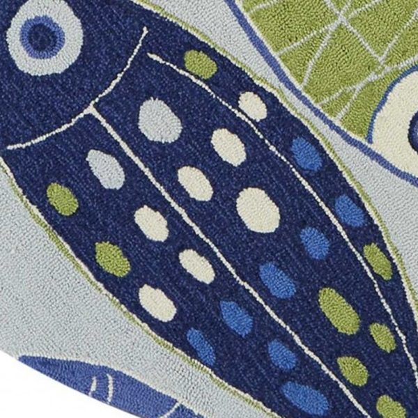 7' Round Light Blue School of Fish Indoor Area Rug - Image 5