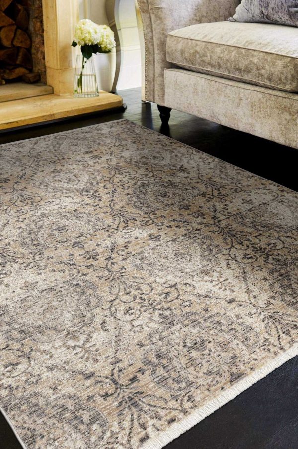 7' Round Beige Shells and Corals Indoor Area Rug - Image 3