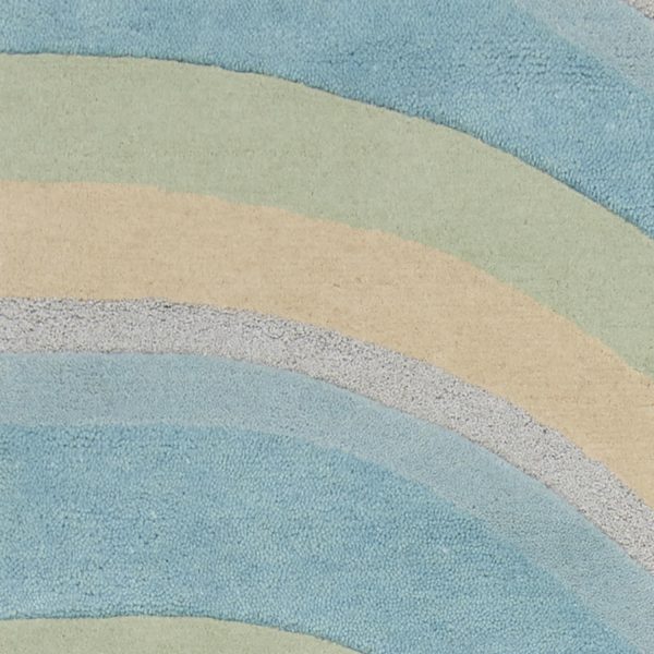 5'x8' Ocean Blue Beige Hand Tufted Abstract Waves Indoor Area Rug - Image 2