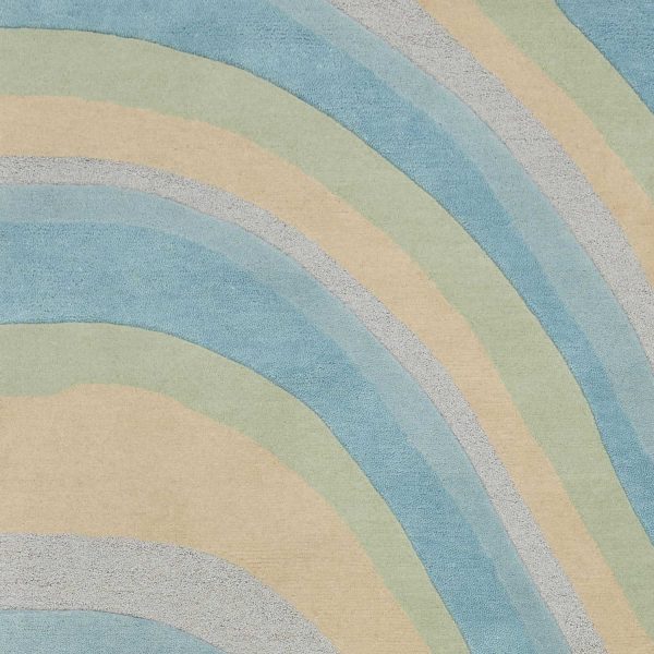 5'x8' Ocean Blue Beige Hand Tufted Abstract Waves Indoor Area Rug - Image 3