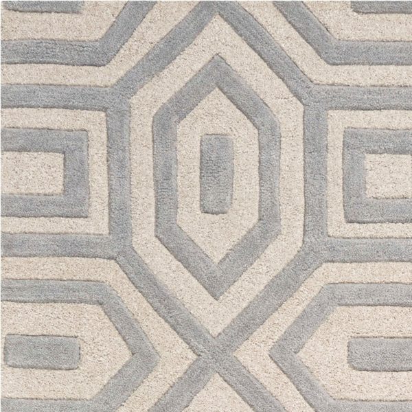 5'x8' Grey Hand Tufted Geometric Indoor Area Rug - Image 3