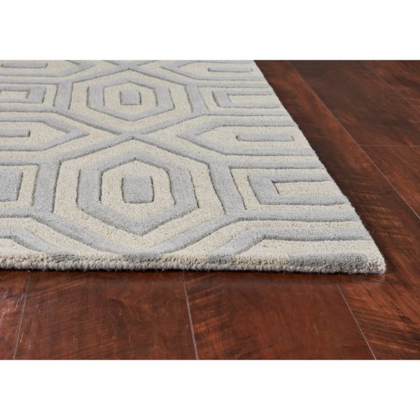 5'x8' Grey Hand Tufted Geometric Indoor Area Rug - Image 4