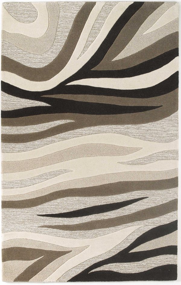 5'x8' Natural Beige Hand Tufted Abstract Waves Indoor Area Rug