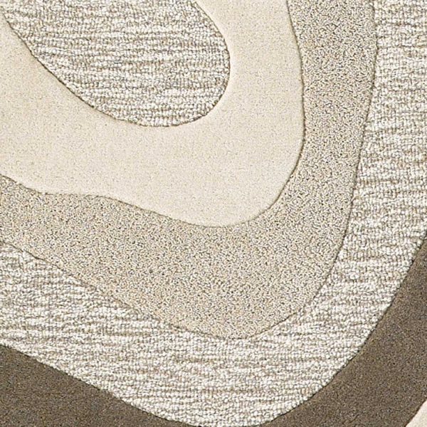 5'x8' Natural Beige Hand Tufted Abstract Waves Indoor Area Rug - Image 2