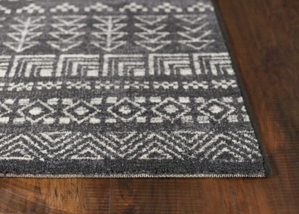 7' x 9' Charcoal Geometric Patterns Indoor Area Rug - Image 4