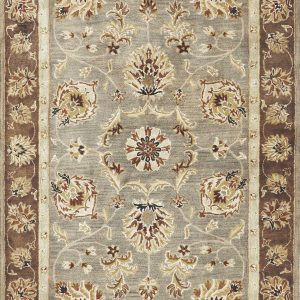 5' x 8' Grey or Mocha  Floral Bordered Wool Indoor Area Rug