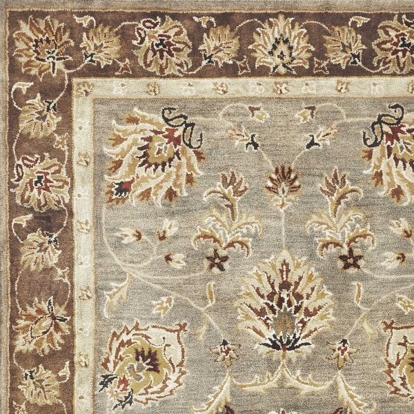 5' x 8' Grey or Mocha  Floral Bordered Wool Indoor Area Rug - Image 3