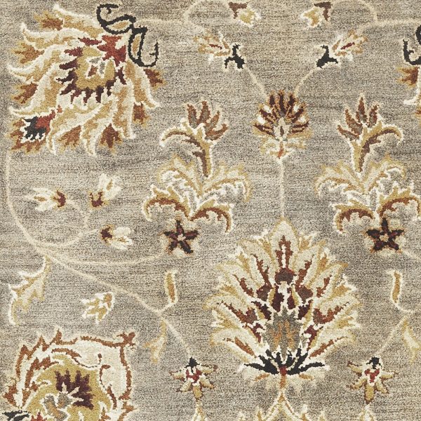 5' x 8' Grey or Mocha  Floral Bordered Wool Indoor Area Rug - Image 4
