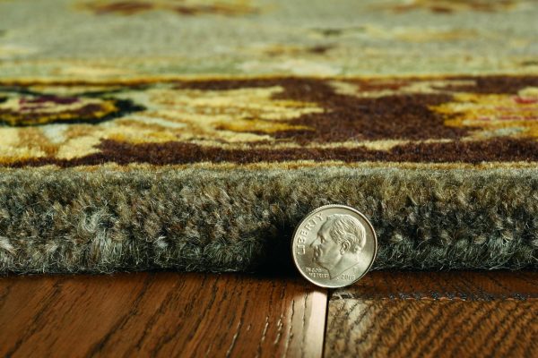 5' x 8' Grey or Mocha  Floral Bordered Wool Indoor Area Rug - Image 5