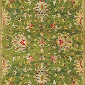 5'x8' Emerald Green Hand Tufted Traditional Floral Indoor Area Rug